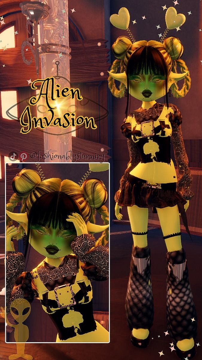 Dti Themes Alien, Dti Happy Outfit Ideas, Di Alien Invasion, Alien Invasion Dress To Impress Theme, Dti Theme Alien Invasion, Alien Invasion Outfit, Alien Dti Outfit, Dti Alien Invasion Outfit Idea, Dress To Impress Happy Theme