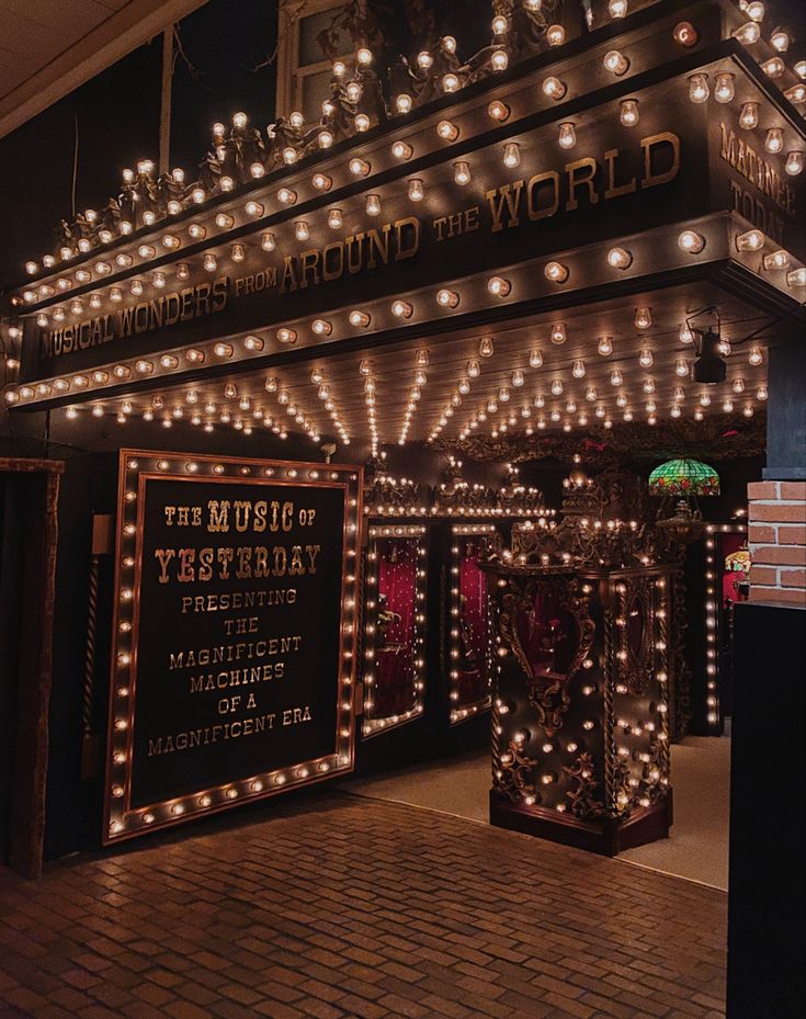 the marquee for the musical theatre is lit up and ready to be performed