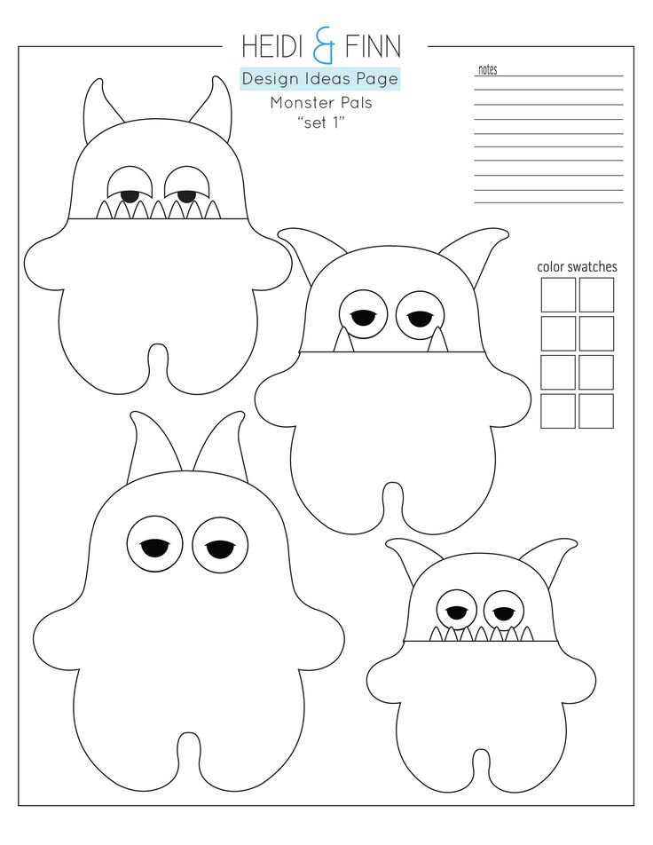 Monster Pals (set #1) Plush toy Plush Pattern Free Templates, Monster Plushies Diy Patterns, Monster Stuffed Animal Diy, Easy Plush Sewing Pattern, Plushy Patterns Free, Monster Plush Pattern, Simple Stuffed Animal Pattern, Monster Pillows Pattern, Hug Monster