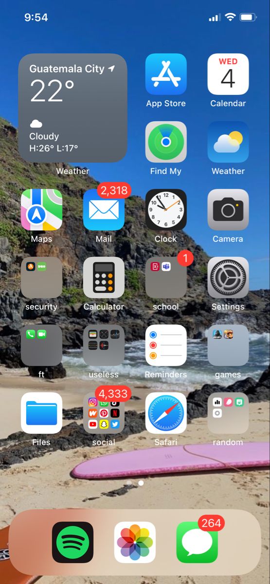 an iphone screen with various icons displayed on the phone's home screen, including surfing boards and surfboards