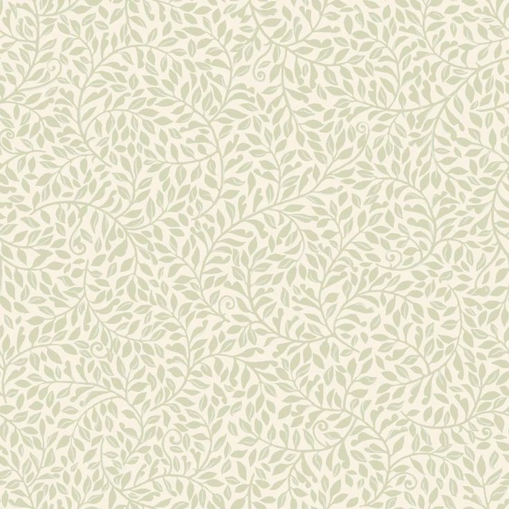 a white and green wallpaper with leaves on it