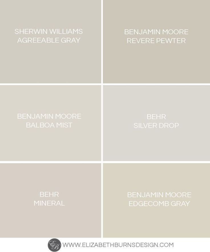 four different shades of gray paint with the words behrn moore, silvermore, and