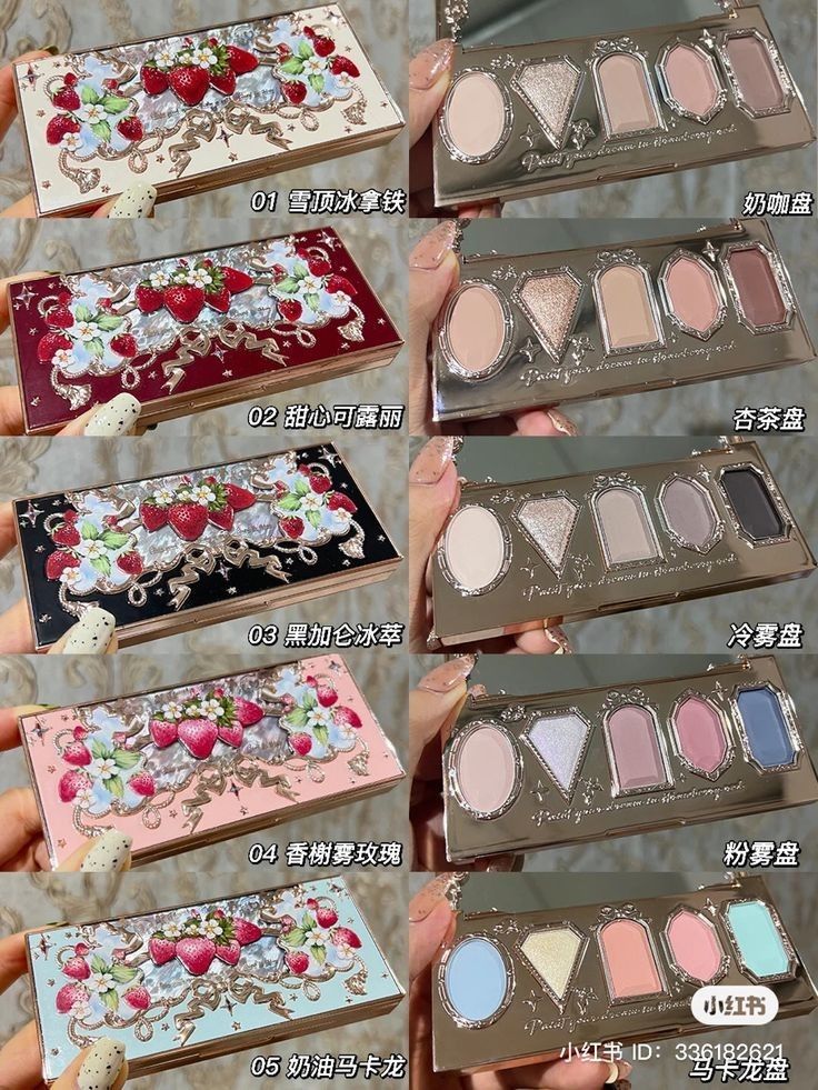 Flowerknows Makeup, Vanity Collections, Strawberry Rococo, Alat Makeup, Creamy Eyeshadow, Flower Knows, Shimmer Makeup, Matte Colors, Matte Eyeshadow Palette