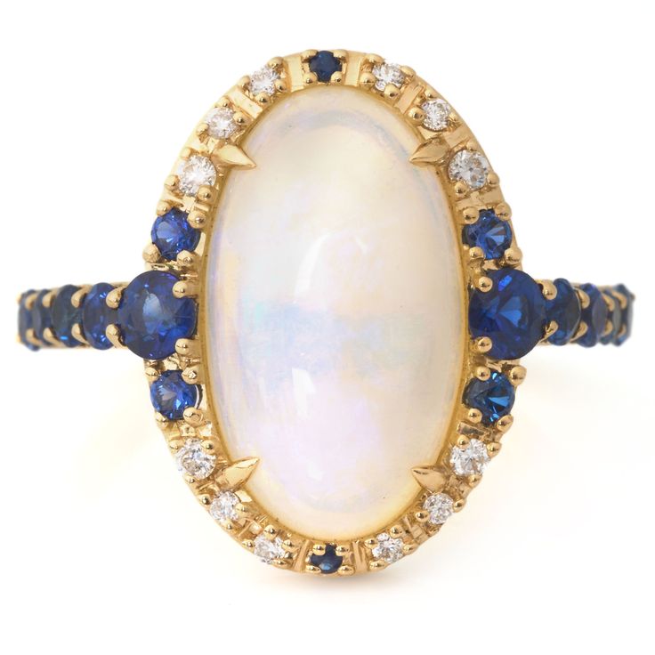 Blue Luxury Opal Ring, Jelly Opal, Sapphire Diamond Ring, Fabulous Jewelry, Unique Engagement, Chain Ring, Sapphire Diamond, Earring Gifts, Jewelry Care