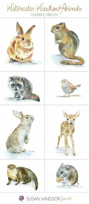 watercolor woodland animals nursery decor