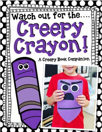 a book cover for watch out for the creepy crayon, with an image of a