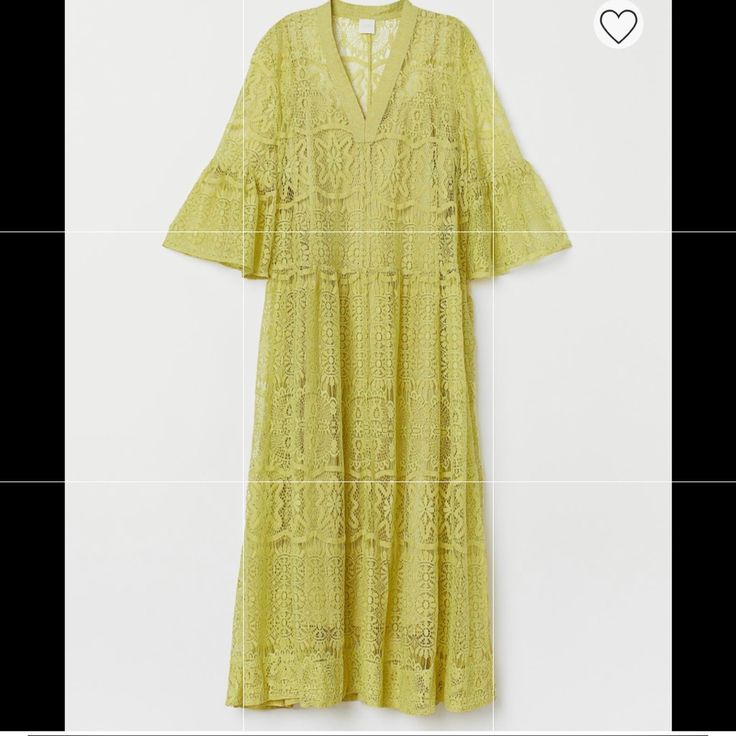 Brand New, Never Been Worn. Elegant Yellow Beach Dress, H&m Midi Beach Dresses, H&m Beach Midi Dresses, Elegant Yellow Midi Dress For Beach, Elegant Yellow Dress For Day Out, Elegant H&m Summer Dress, Elegant H&m Midi Dress For Vacation, Elegant Yellow Midi Dress For Day Out, H&m Green Midi Dress For Spring