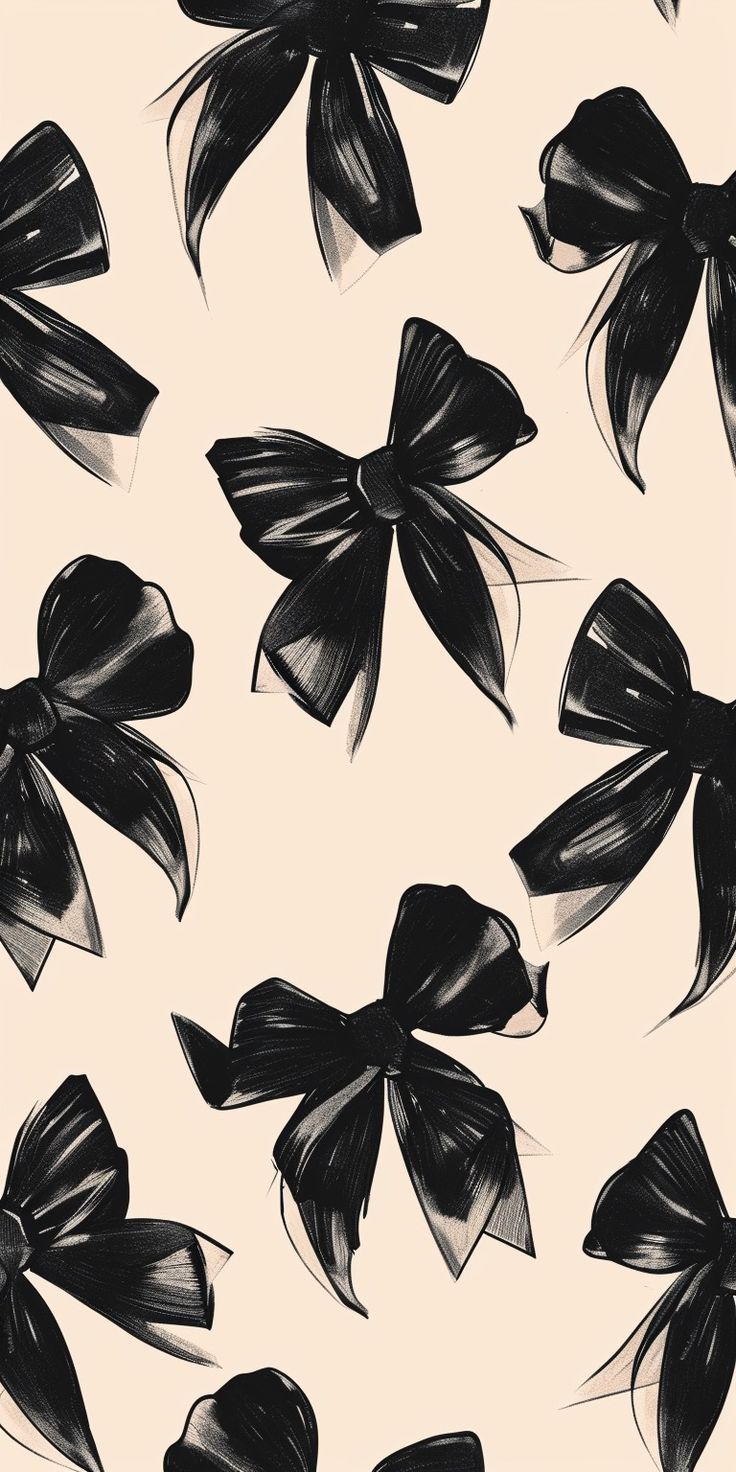 black and white bows on a beige background