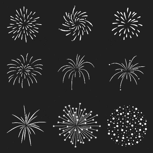 fireworks in the night sky - decorative objects objects / objects clippings on separate layers