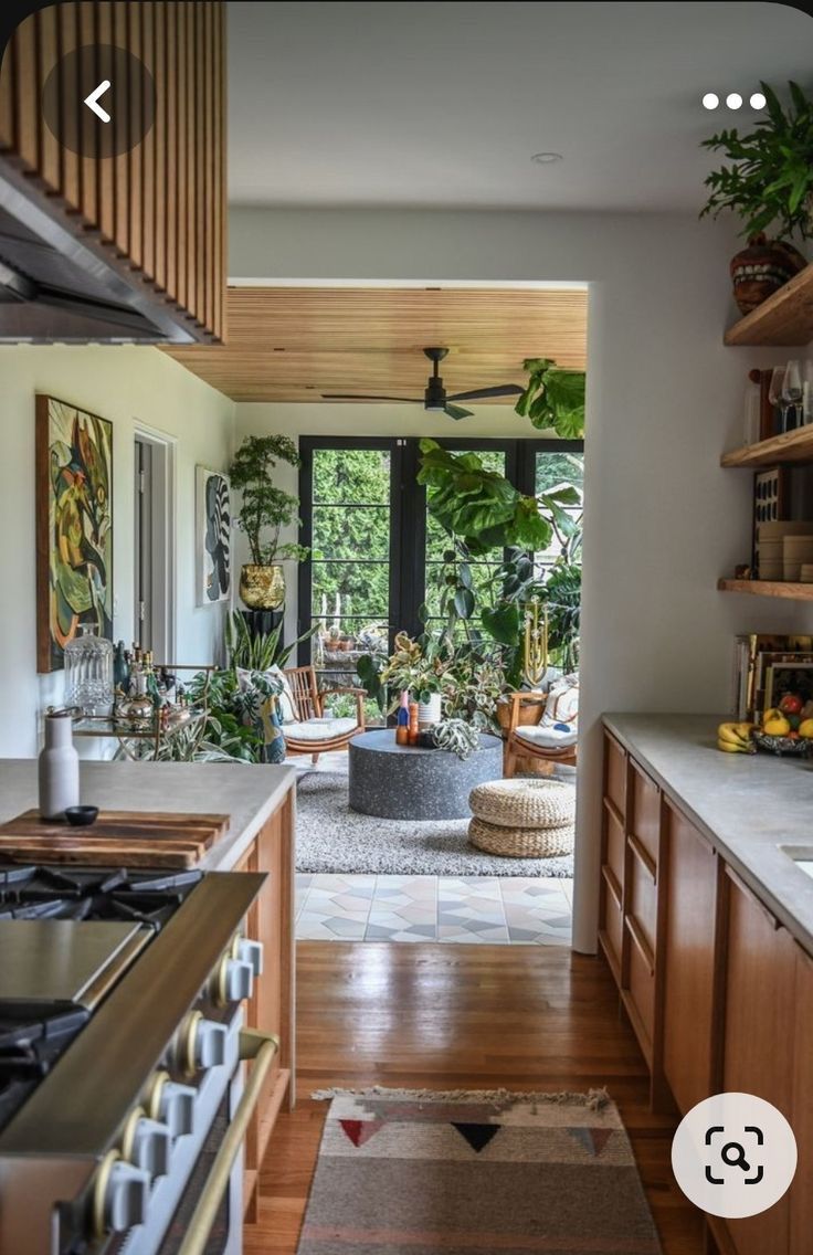 the kitchen is clean and ready to be used as a living room or dining area