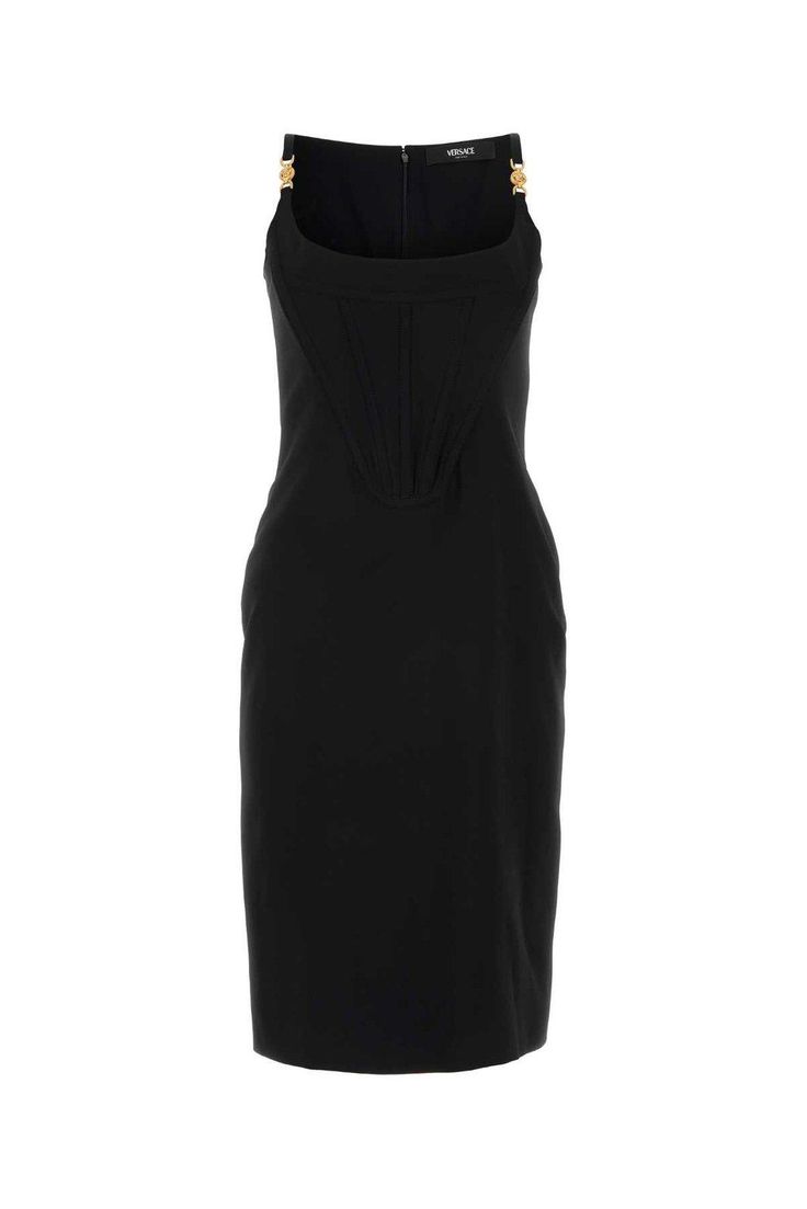 97% Viscose, 75% Acetate, 25% Silk, 3% Elastane Elegant Sleeveless Midi Dress With Structured Boning, Fitted H-line Midi Dress For Cocktail, Luxury Silk Sleeveless Dress, Formal Sleeveless Midi Dress With Structured Boning, Sleeveless Midi Dress With Structured Boning For Formal Occasions, Sleeveless Midi Dress With Structured Boning, Cocktail Midi Dress With Fitted Bodice In H-line Shape, Sleeveless Cocktail Midi Dress With Structured Boning, Sleeveless Midi Dress With Structured Boning For Cocktail