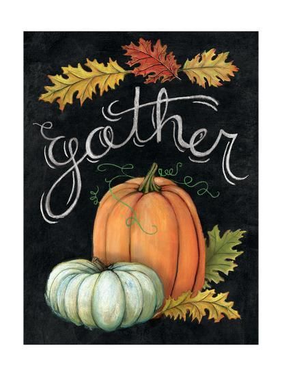 a chalkboard sign that says, gother with pumpkins and leaves