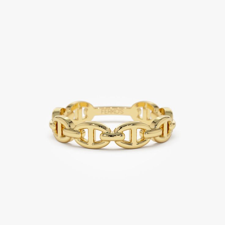 Luxury Yellow Gold Chain Ring, Elegant Gold-tone Chain Ring For Gift, Luxury Chain Rings, Elegant Yellow Gold Chain Ring For Formal Occasions, Classic Yellow Gold Chain Ring, Classic Gold Rings With Oval Link, Luxury Round Rings With Chain Detail, Classic Yellow Gold Chain Ring For Anniversary, Classic Gold Plated Chain Ring