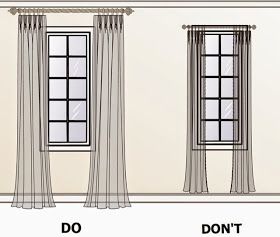 the measurements of two windows in front of each other, and one with curtains on either side