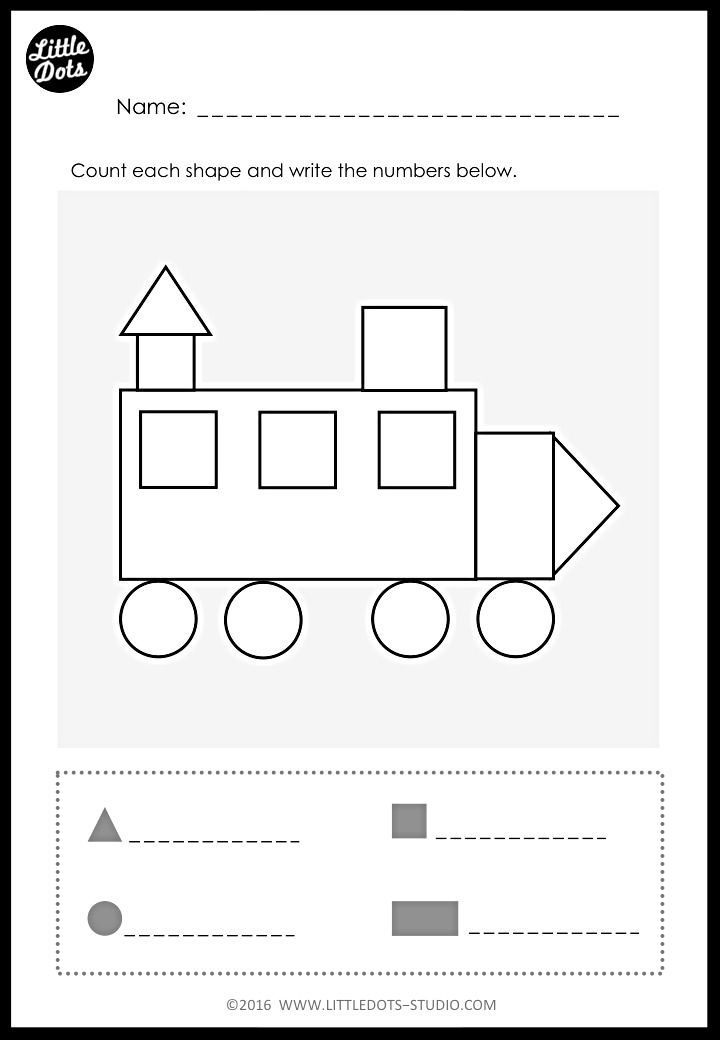 a train worksheet for children to learn how to draw and color the shapes