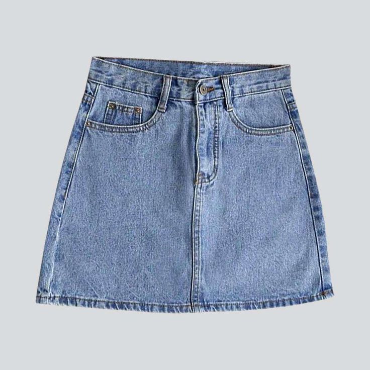 Be ready for an adventure with our high-waist casual denim skirt from the 2023 Summer Collection! With a fashion look and quintessential features. you'll be the envy of your friends and family.Distinctive Features You'll Love: Casual Style: Feel informal and stylish in this timeless look. Stonewashed: Enjoy the unique texture and look of this retro-inspired fabric. Mini Length: Show off your legs and keep cool in this flirty skirt. High-Waist: Feel secure and confident with this flattering waist Casual Medium Wash High Waist Denim Skirt, Casual High Waist Medium Wash Denim Skirt, Trendy Solid Denim Skirt With Pockets, Trendy High Waist Solid Denim Skirt, Solid Denim Skirt With Pockets, Trendy Plain High-waisted Denim Skirt, High-waisted Denim Skirt, Solid High-waist Denim Skirt, High Waist Solid Denim Skirt