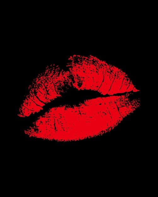 a red lipstick kiss on a black background