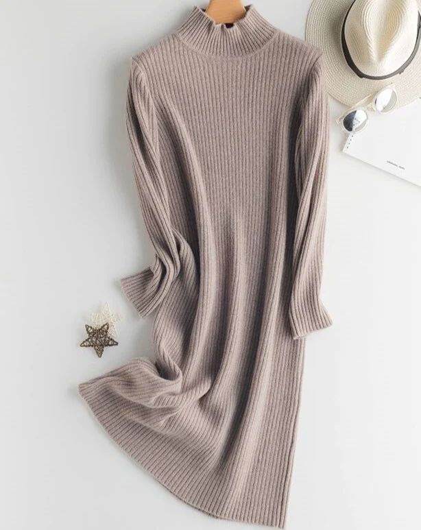 Turtleneck Long Knit Dress – BEYOND Casual Dresses Maxi, Long Knit Dress, Maxi Sweater Dress, Solid Dress Casual, Maxi Sweater, Sweater Maxi Dress, Long Knitted Dress, Fashion White, Women's Robe