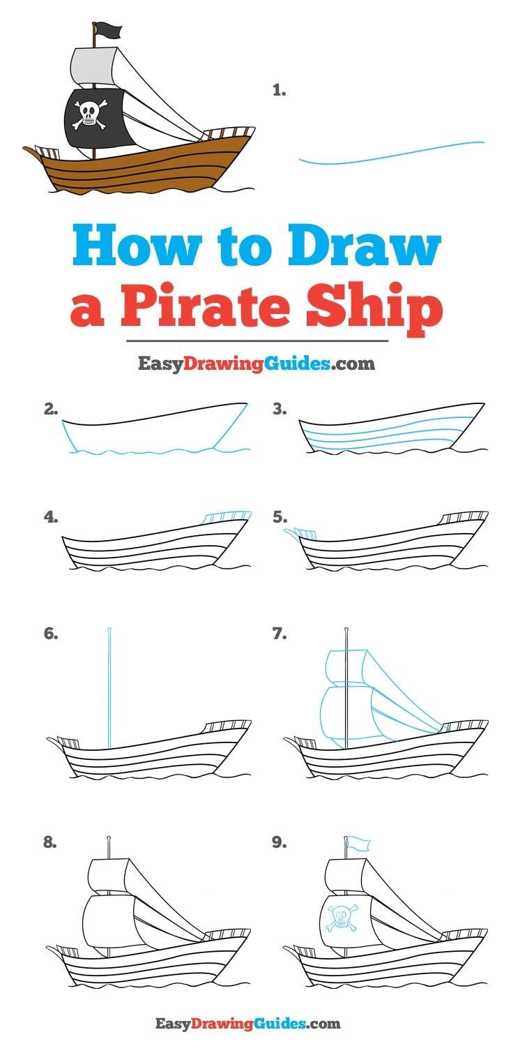 how to draw a pirate ship for kids with instructions on how to draw the boat