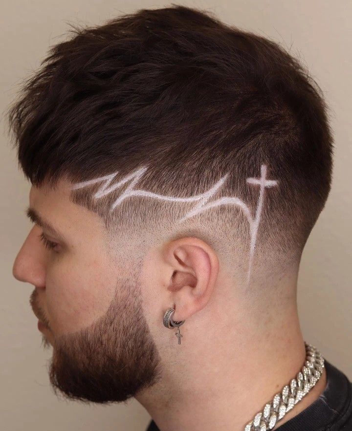 Cross Haircut Designs For Men, Side Haircut Designs Men, Hair Designs For Men Pattern, Men’s Haircut Designs, Men Hair Designs Lines Fade Haircut, Cross Haircut Design, Hair Designs For Men Lines, Haircut Designs For Men Lines, Boys Hair Designs Lines