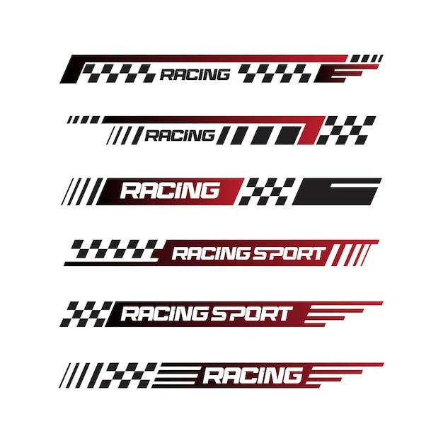 racing stickers are shown in red, black and white