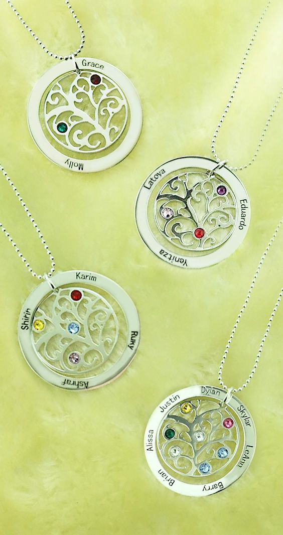 Personalized Family Tree Birthstone Name Necklace - Your family fills your heart with a love that grows more beautiful as time goes on. Celebrate that wonderful bond with an exclusive family tree necklace created just for you -Love of your life.  It is best gift for mom or nana. Order now from getnamenecklace ,save 12%,Free Shipping. Custom Silver Necklace With Adjustable Chain For Gift, Custom Silver Necklace With Adjustable Chain As Gift, Hypoallergenic Sterling Silver Pendant Necklace, Personalized White Gold Nickel-free Necklace, Nickel-free White Gold Necklace For Personalized Gift, Hypoallergenic Sterling Silver Necklaces For Anniversary, Mother's Day Silver Pendant Crystal Necklace, Personalized Silver Necklaces With Round Beads, Spiritual White Gold Necklace With Birthstone