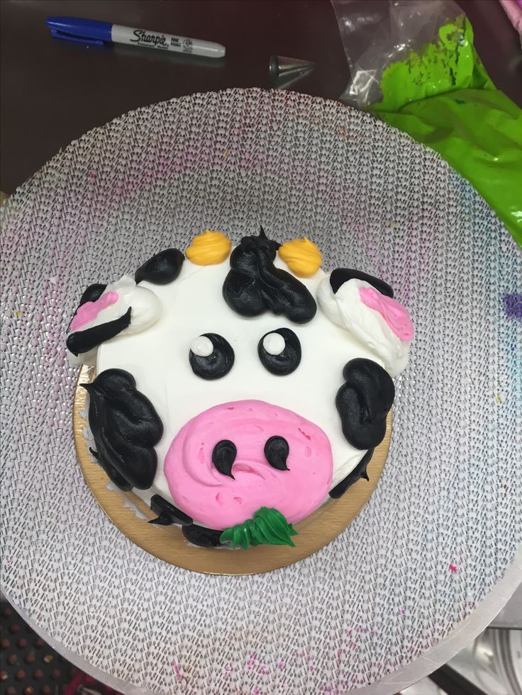 a cake decorated to look like a cow