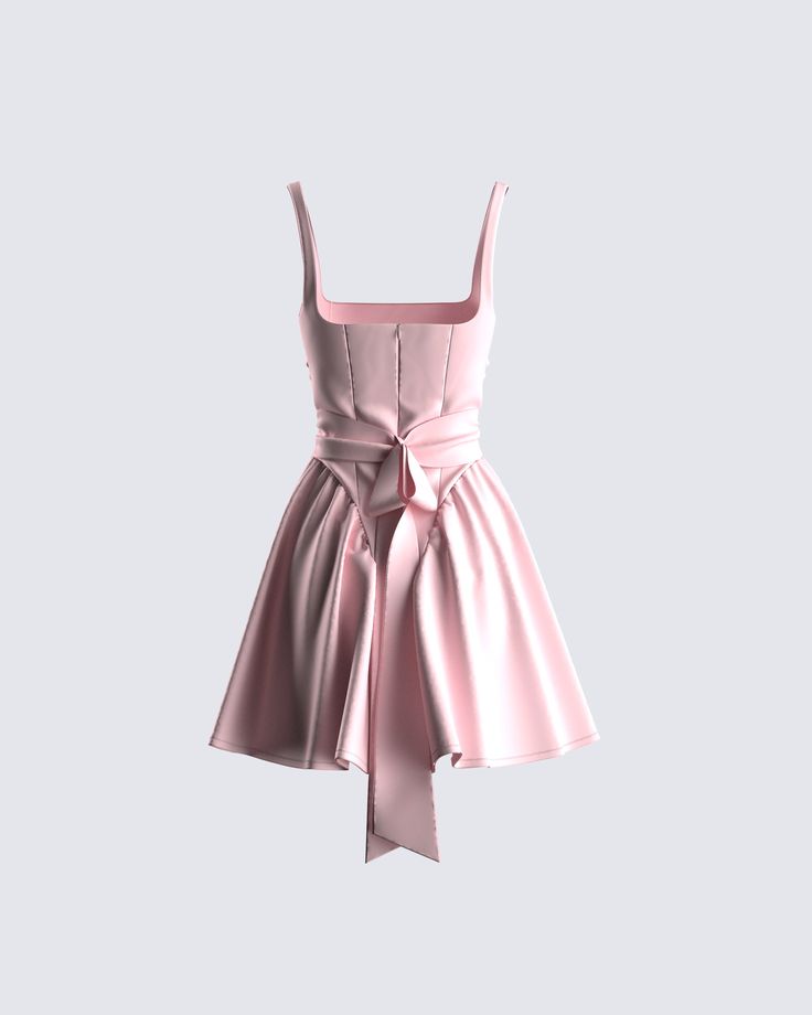 Pink, pretty, and precious - this pink bow mini dress will have everyone falling for you 💗 Made from poplin fabric and complete with a fit and flare shape, bow details, shirring, and center back invisible zipper 🌟 Summer Sleeveless Mini Dress With Detachable Bow, Sleeveless Summer Mini Dress With Detachable Bow, Pink Bow Mini Dress For Cocktail, Pink Cocktail Mini Dress With Bow, Pink Satin Mini Dress With Bow, Pink Mini Dress With Bow Tie Back For Cocktail, Pink Party Dress With Detachable Bow, Pink Cocktail Mini Dress With Bow Tie Back, Pink A-line Mini Dress With Bow