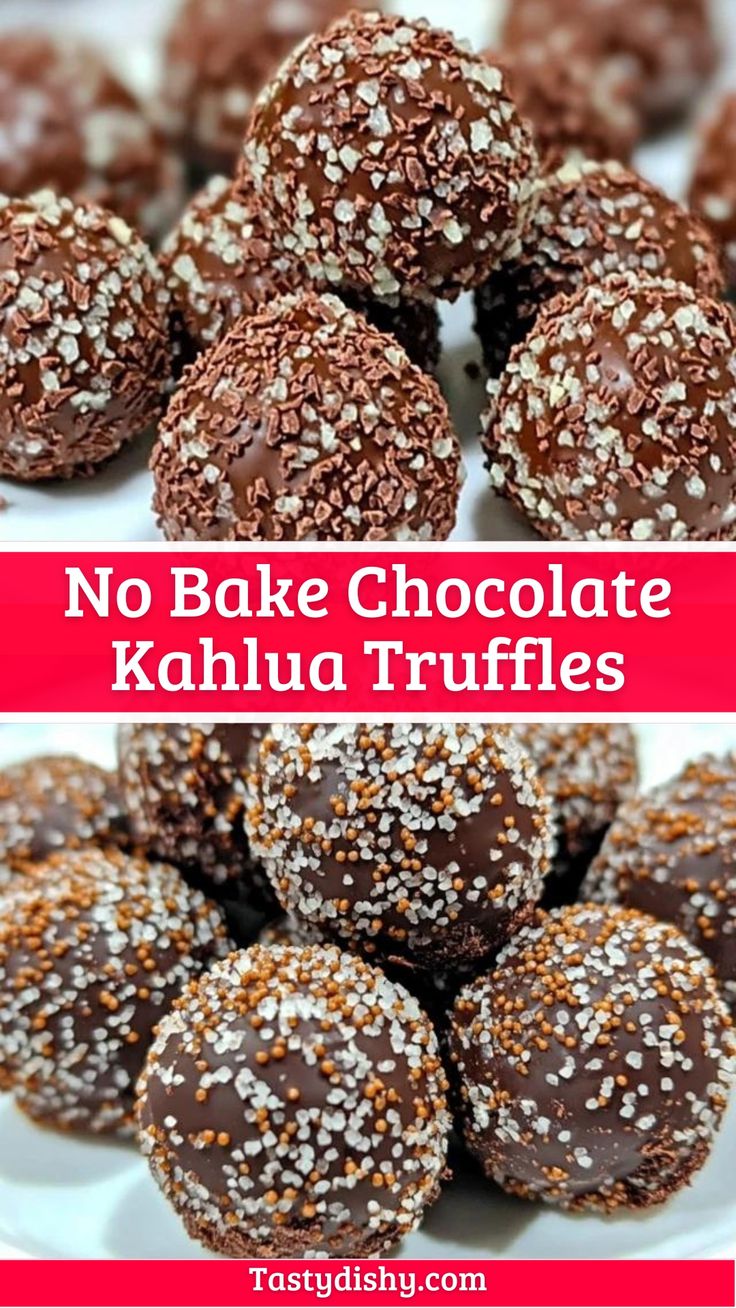 no bake chocolate kahlua truffles on a white plate