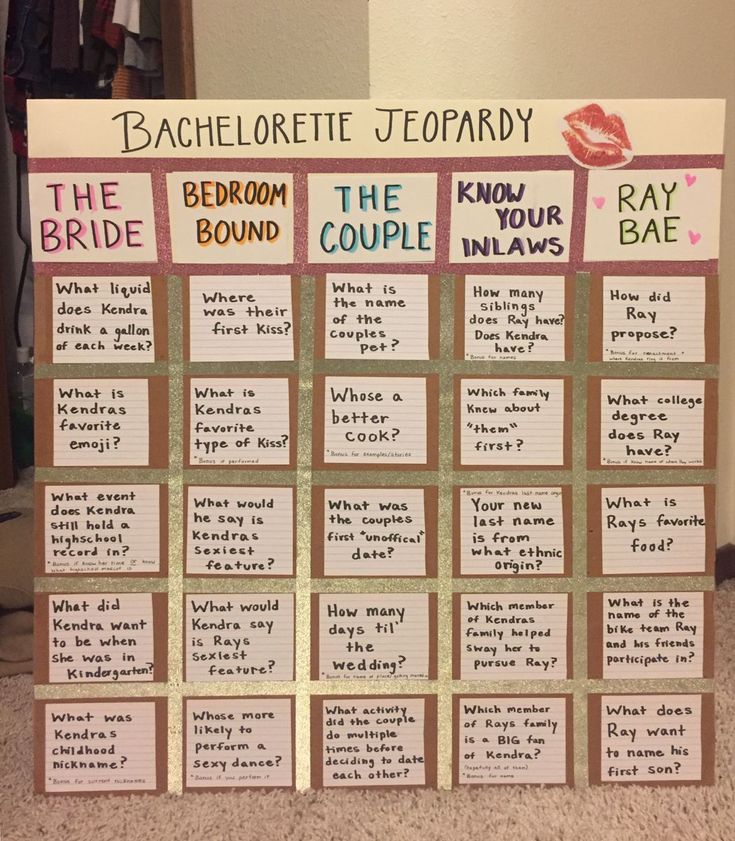 the bachelor party game board is set up for guests to play on their wedding day