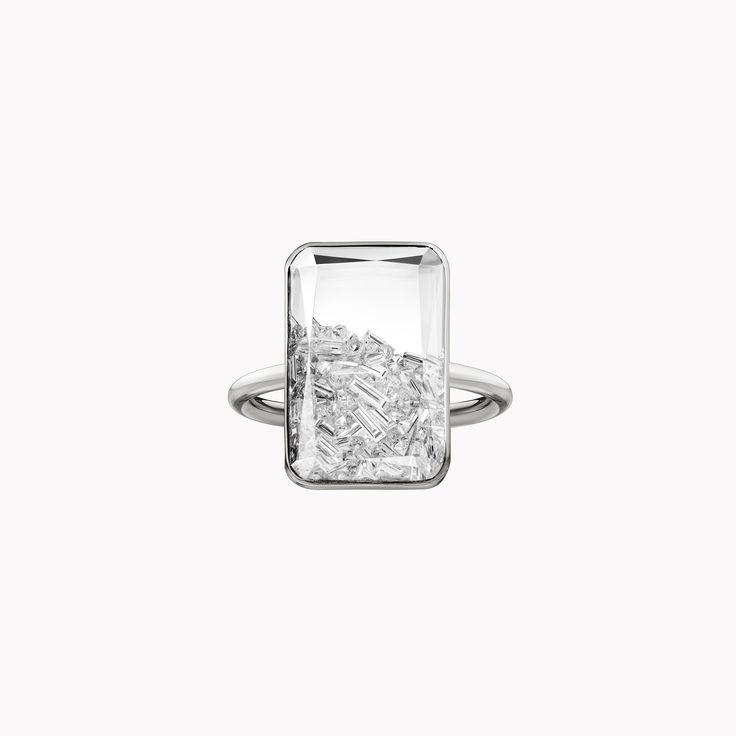 Material Good | Moritz Glik | Kaleidoscope Diamond Shaker Ring Kaleidoscope Design, Classic Diamond Ring, Ring Making, Round Sapphire, Buying An Engagement Ring, Sapphire Diamond Ring, Grey And Gold, Custom Engagement Ring, White Sapphire