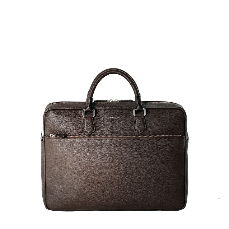 <p>Quality craftsmanship and simplicity are the DNA of this Serapian briefcase, crafted in Italy from the finest tumbled calfskin leather. The compact design, with outer pocket and back slip strap makes this business case ideal for travel. A dedicated computer pocket and practical compartments will ensure this leather laptop bag fits all of your day-to-day essentials.</p> Business Bags With Epsom Leather And Leather Lining, Business Epsom Leather Bag With Smooth Grain, Epsom Leather Bag With Smooth Grain For Business, Business Bags In Epsom Leather With Smooth Grain, Timeless Textured Leather Briefcase For Business, Luxury Cognac Briefcase For Business, Timeless Epsom Leather Business Bag, Leather Case With Smooth Grain, Rectangular Shape, Business Bag With Palladium Hardware And Saffiano Leather