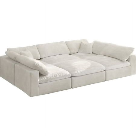 Bring home this Cozy 6-piece sectional for a fresh new look. Embrace casual elegance with this Cozy velvet Cloud-Like comfort modular fiber-filled seating option. Handsome from all angles, this piece features soft cream velvet upholstery to make it an easy fit in any room. This modular piece can be combined with other items in the Cozy collection to create a seating group of your dreams. The cushions on this piece are exceptionally comfortableand filled with fiber for luxury that you deserve as Cloud Couch Living Room, Big Couch, The Big Comfy Couch, Deep Couch, Bedroom Couch, Comfortable Couch, Cozy Couch, Cozy Sofa, Comfy Couch