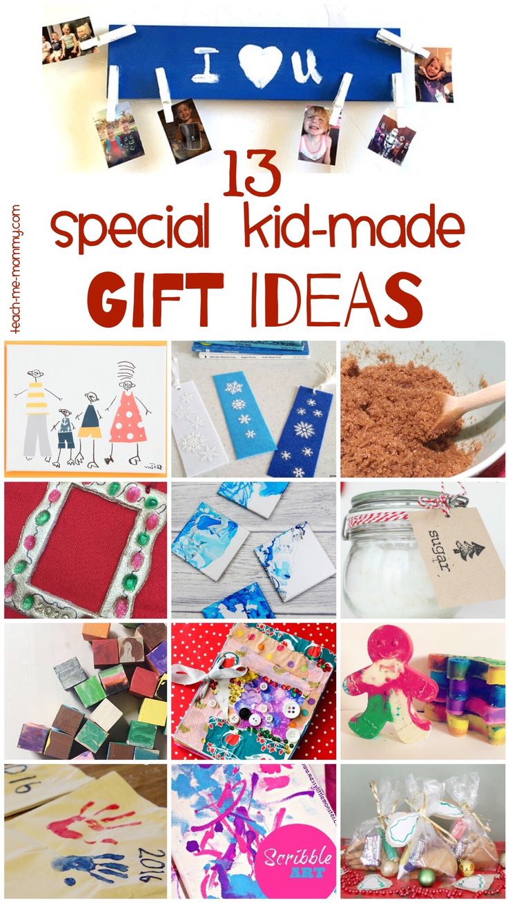 a collage of pictures with the words 13 special kid - made gift ideas on them