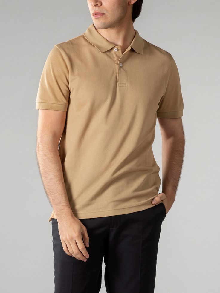 These Aurélien Egyptian Cotton Polo Shirt Beige for Men XL symbolize Mediterranean style and ultimate comfort. A combination of traditional details and a contemporary twist. This model is made in  . The  Polo Shirts are made entirely by hand in Italy. For exclusive, luxurious and handmade Italian Polo Shirts you've come to the right place at Aurélien! Beige Polo Shirt Outfit Men, Black Trousers Outfit Man, Black Trouser Outfit, Trousers Outfit Men, Polo Shirt Outfit Men, Polo T Shirts For Men, Polo Shirt Outfits, Shirt Outfit Men, Pique Fabric