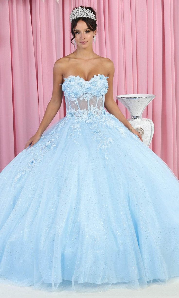 May Queen LK188 - Strapless 3D Floral Embroidered Ballgown Ethereal Gown, Ballgown Skirt, Tulle Ballgown, Dreamy Gowns, May Queen, Real Princess, Tulle Material, Prom Dance, Quince Dress