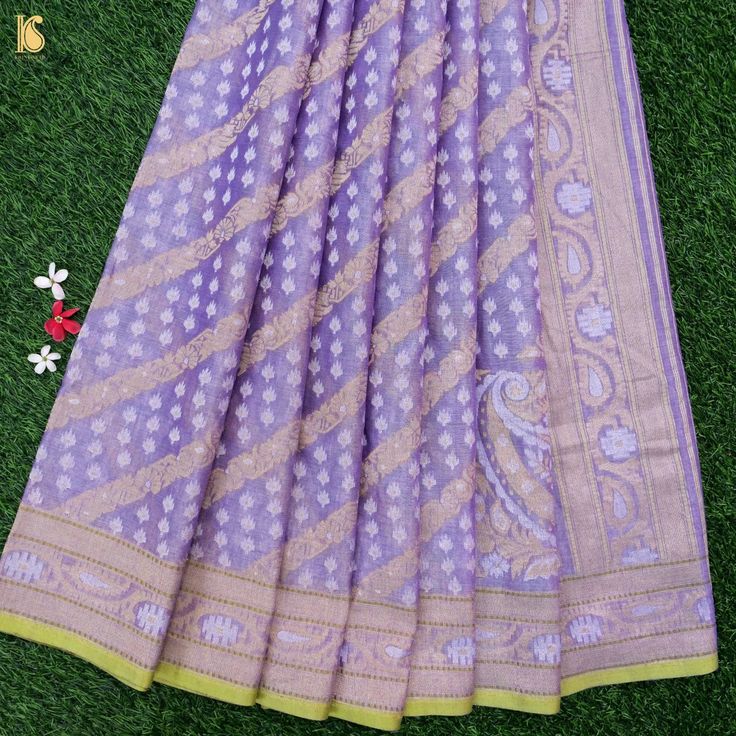 Deluge Purple Pure Cotton Handloom Banarasi Jamdani Ektara Saree - Khinkhwab Ceremonial Saree With Woven Motifs For Eid, Ceremonial Purple Traditional Wear With Cutdana, Festive Purple Dupatta With Woven Motifs, Ceremonial Festive Saree With Woven Motifs, Ceremonial Saree With Woven Motifs For Festivals, Ceremonial Saree With Woven Motifs For Festive Occasions, Fusion Style Chanderi Dupatta With Cutdana, Ceremonial Saree With Woven Motifs, Ceremonial Purple Dupatta With Cutdana