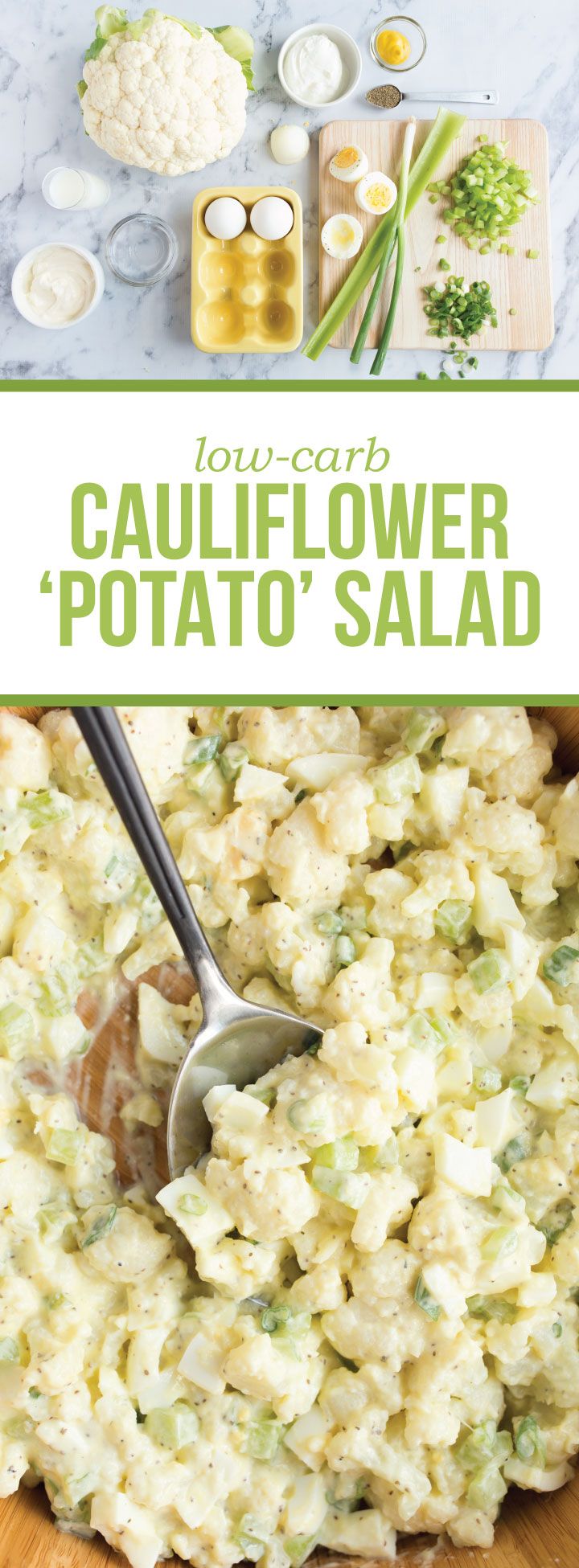 a bowl filled with cauliflower and potato salad