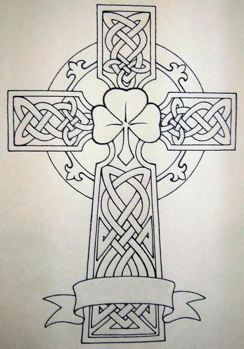 the cross is decorated with celtic designs