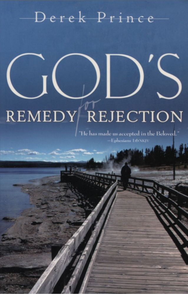 the cover of god's remedy reflection by derek prince, with a man walking on a boardwalk