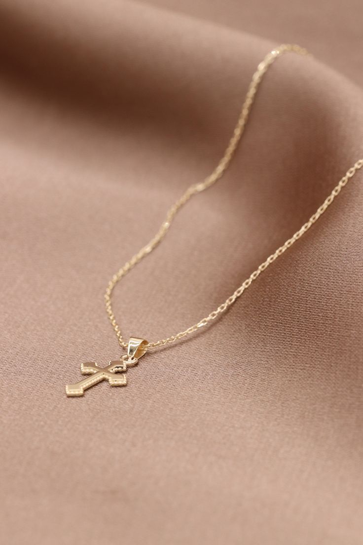 Handmade Cross Necklace / 14k Gold Cross Necklace / Religious Necklace Available in Gold, Rose Gold, White Gold❥ ITEM DETAILS---> Gold Color of Choice : Yellow Gold, Rose Gold, White Gold---> Material : 14k ( 585 ) Real Gold. It is Not Gold Filled or Gold Plated---> Made to order---> Pendant Height : 11.5 mm---> Pendant Width: 7.5 mm---> Adjustable Chain is Optional---> Closure: Spring Ring---> Ship in 3- 5 Business Days---> Length of Chain 14 inches - 20 inches Cross Necklace Simple, Dainty Cross Necklace, Evil Eye Necklace Gold, Pretty Jewelry Necklaces, Purple Amethyst Ring, Accesories Jewelry, Gold Cross Necklace, Gold Signet Ring, Rose Gold White