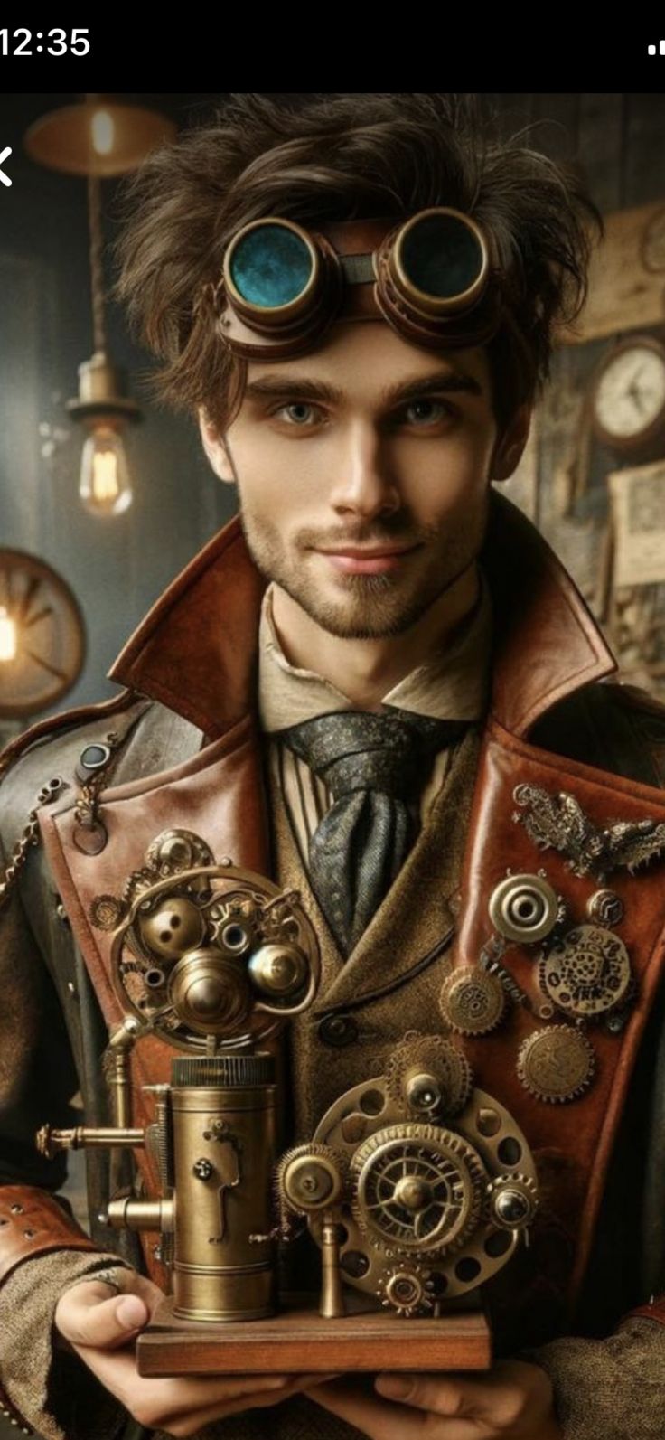 Steampunk Inventor, Leather Overcoat, Brass Buttons, Brass And Copper, Steampunk Style, Steampunk Clothing, Goggles, Clock