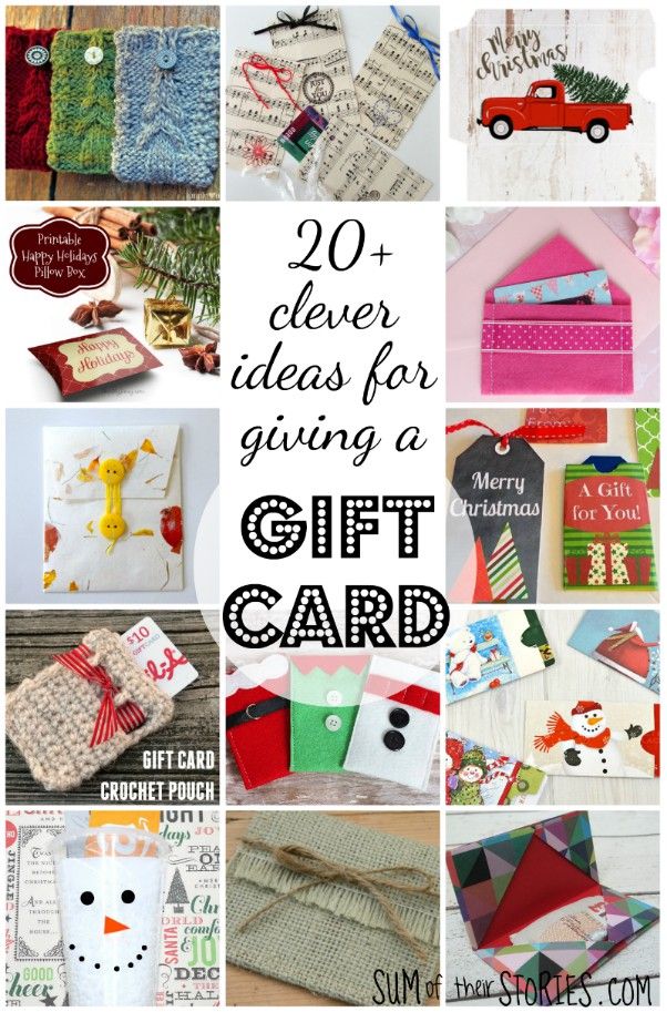 christmas gift cards with the words 20 clever ideas for giving a gift card