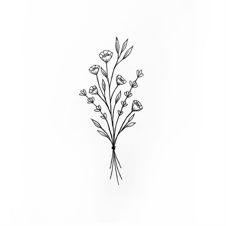 a black and white drawing of some flowers