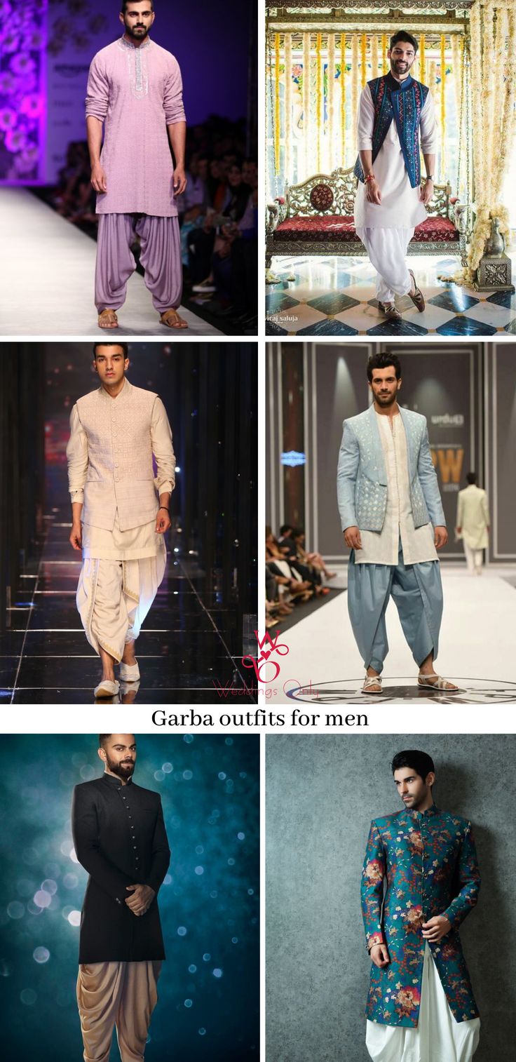 Save some trendy garba outfits for men! #garba #garbanight #sherwaani #garbaoutfitsformen #navratrioutfits #gujratitraditionaldress Garba Night Outfit For Men, Dandiya Night Outfits For Men, Dandiya Night Outfits Men, Garba Outfit For Men, Work Lehenga Designs, Navratri Dandiya, Navratri Outfits, Indian Wedding Suits Men, Garba Outfit