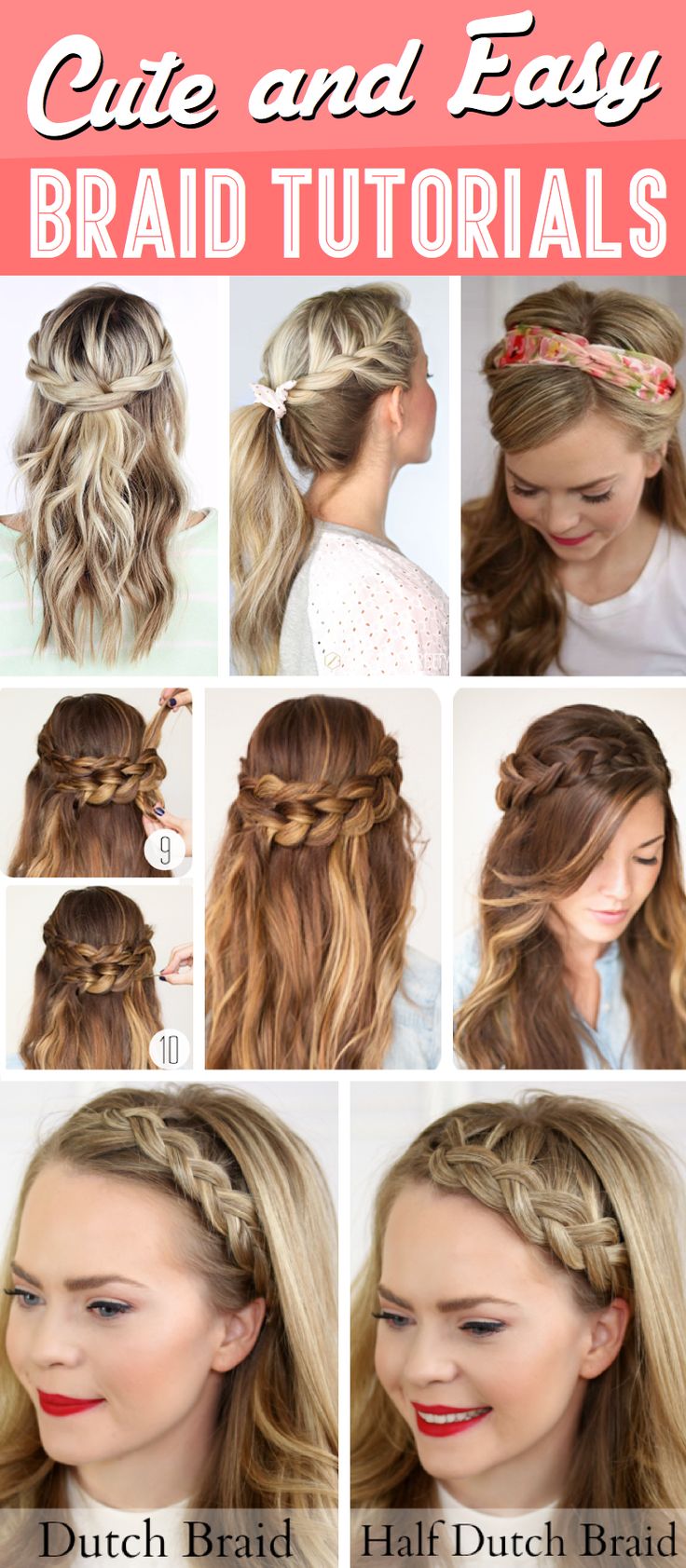 30+ Cute and Easy Braid Tutorials That Are Perfect For Any Occasion Braids Tutorial Easy, Braid Tutorials, Lazy Hairstyles, Easy Hairstyles For School, Hair School, Easy Bun Hairstyles, Cute Braided Hairstyles, Braid Tutorial