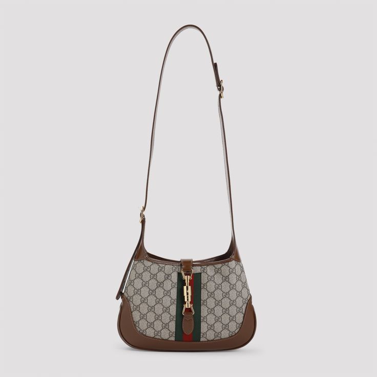 100% Tessuto Gg, 100% Calf Leather Gucci Shoulder Bag With Coated Canvas, Gucci Coated Canvas Shoulder Bag, Gucci Shoulder Bag With Detachable Strap In Coated Canvas, Gucci Coated Canvas Satchel Shoulder Bag, Gucci Coated Canvas Satchel Bag, Gucci Coated Canvas Crossbody Bag, Gucci Bags With Detachable Strap, Brown Horsebit Detail Bag For Office, Gucci Shoulder Bag With Branded Hardware In Coated Canvas