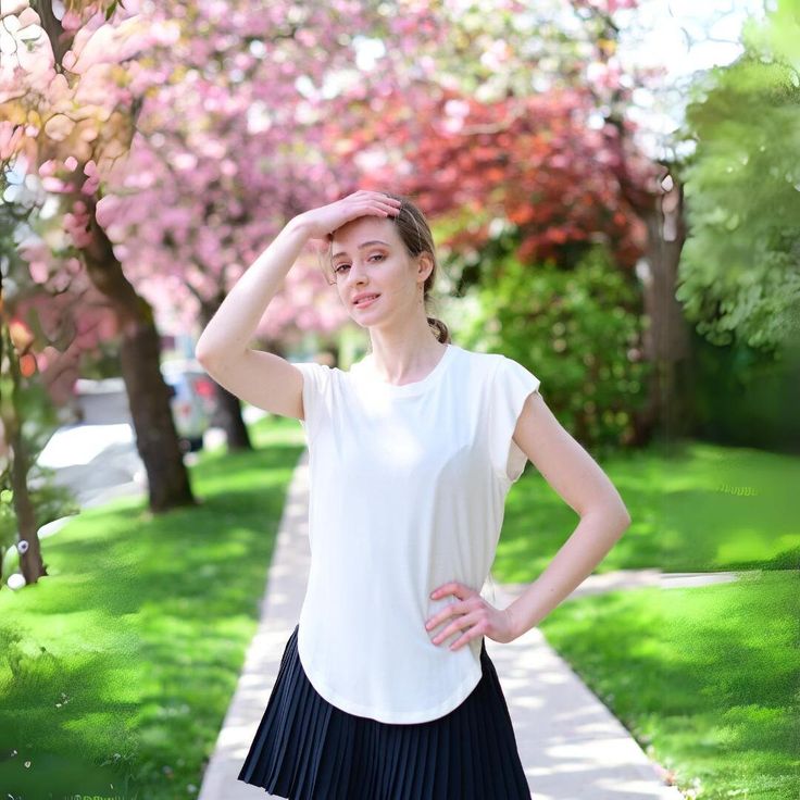 Joy is a short sleeve t shirt with a round neck and scalloped ends for a feminine flattering fit. Pair with tights or your favorite shorts for an ideal summer outfit. Product Details: 80% Bamboo Rayon, 10% Cotton, 10% Spandex.  [Best washed inside out in cold water. Hang dry or tumble dry on a low setting.]  MADE IN VANCOUVER, B.C. CANADA Stretch Crew Neck Muscle Tee For Summer, Trendy Stretch Muscle Tee With Short Sleeves, Trendy Cap Sleeve Top For Summer, Casual Stretch Muscle Tee With Short Sleeves, Stretch Muscle Tee With Short Sleeves, Stretch Short Sleeve Muscle Tee For Everyday, Summer Short Sleeve Top With Cap Sleeves, Stretch Cap Sleeve Top For Summer, Spring Stretch T-shirt With Cap Sleeves