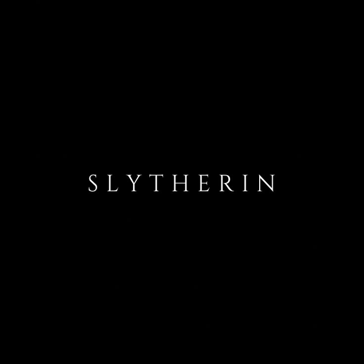 the logo for slytherin on a black background with white letters and an image of a