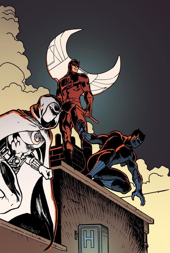 an image of a man on top of a building with other men in the background